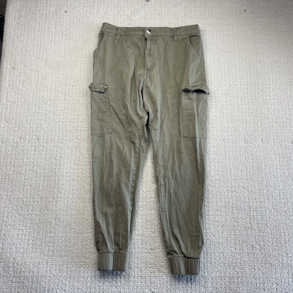 Y2K Streetwear Society military Green Cargo Jogger Sweatpants Tactical Skater XL